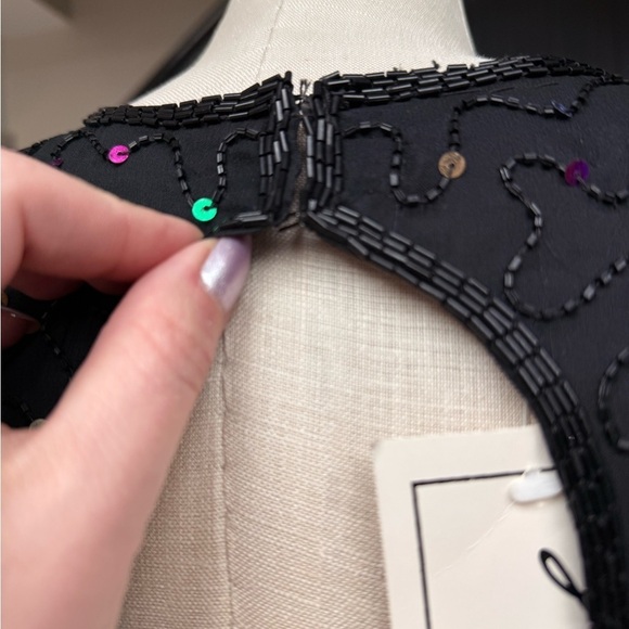 Vintage Stenay Black Beaded Sequin Silk Dress Size 10 NWT Deadstock Formal Party - Picture 10 of 15